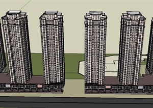 某高层商住楼建筑设计SU(草图大师)模型