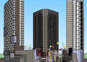 某居住办公商业中心购物广场建筑设计SU(草图大师)模型