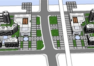某办公居住综合区建筑设计SU(草图大师)模型
