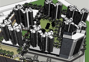 某高层住宅小区建筑规划设计SU(草图大师)模型