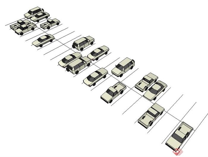 多个停车场节点设计SU模型素材(2)