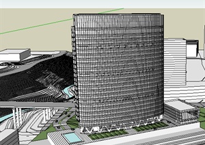 某现代办公建筑设计方案SU(草图大师)模型1