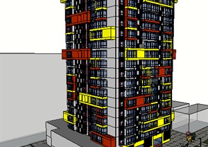 某现代风格商住建筑设计方案SU(草图大师)模型