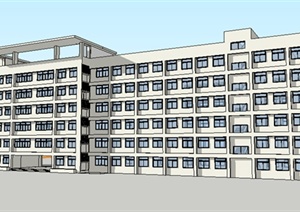某高校教学楼建筑设计SU(草图大师)模型素材