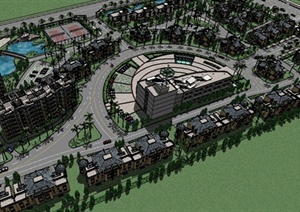 某简欧住宅建筑景观规划设计整体SU(草图大师)模型