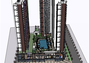 某商住楼建筑设计SU(草图大师)模型1