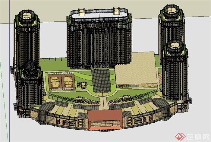 某城市广场建筑设计SU模型(1)