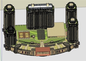 某城市广场建筑设计SU(草图大师)模型