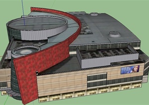 单个商业中心购物中心商业建筑SU(草图大师)模型