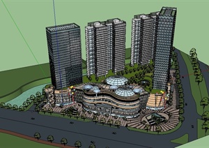 某商业大厦建筑设计SU(草图大师)模型3
