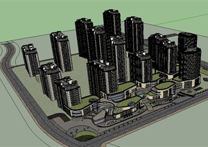 某商住小区建筑设计SU(草图大师)模型1