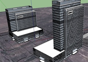 某科技大厦建筑设计SU(草图大师)模型