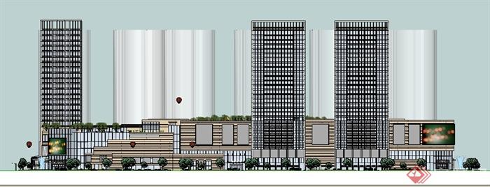 某商业中心办公建筑综合建筑设计SU模型(3)