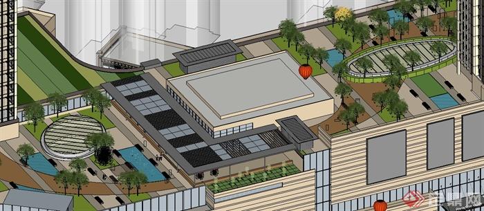 某商业中心办公建筑综合建筑设计SU模型(4)