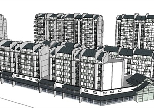 某现代商业住宅楼建筑设计SU(草图大师)模型
