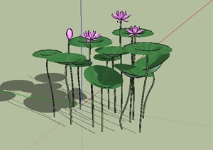 某荷花群景观植物SU(草图大师)模型