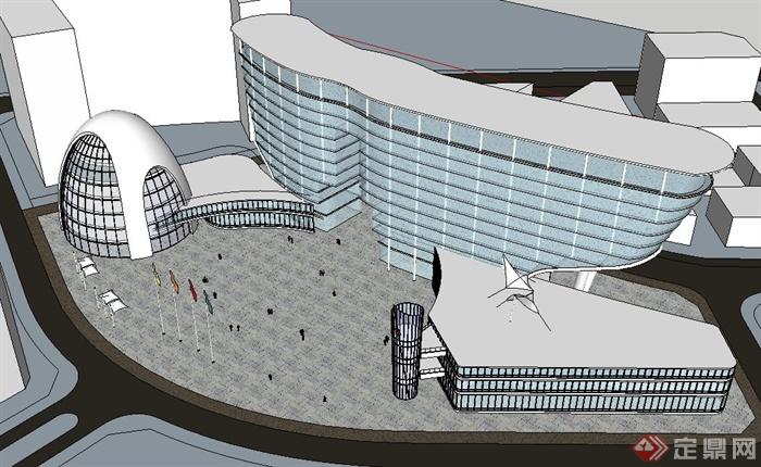 某购物广场建筑造型设计SU模型(1)