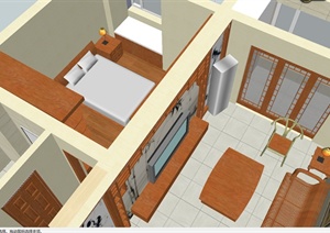 某现代住宅空间室内设计SU(草图大师)模型