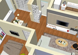 某现代风格住宅空间室内SU(草图大师)模型素材