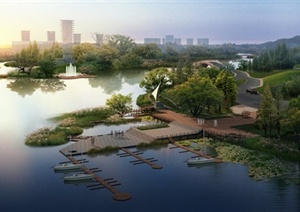 某现代湿地公园景观规划设计效果图PSD格式