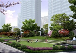 某现代住宅景观中心大绿地设计PSD格式