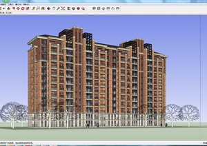 某高层住宅楼建筑设计SU(草图大师)模型素材