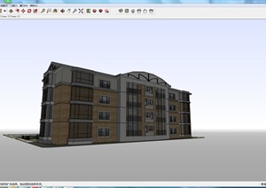 某现代居住建筑楼设计模型素材SU(草图大师)格式