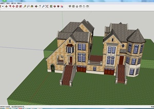 某欧式住宅别墅建筑设计SU(草图大师)模型素材