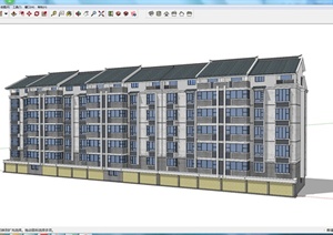 某现代中式风格多层住宅建筑设计方案SU(草图大师)模型2