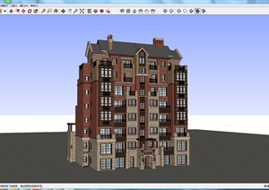 某欧式风格多层住宅建筑设计方案SU(草图大师)模型