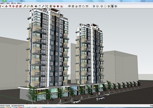 某现代居住商铺商业住宅建筑设计SU(草图大师)模型