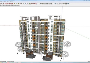 某现代风格多层住宅建筑设计方案SU(草图大师)模型8