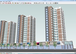 某商住建筑高层住宅商铺建筑设计SU(草图大师)模型