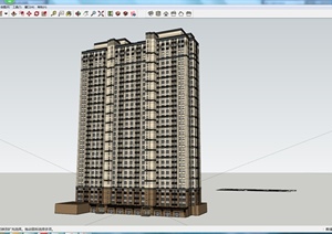 某现代高层居住建筑用房设计SU(草图大师)模型素材