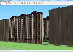 某现代风格住宅小区建筑及景观设计方案SU(草图大师)模型1