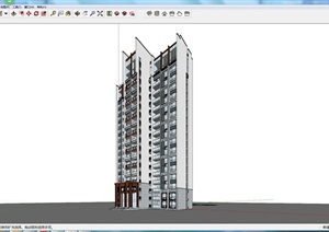 某现代风格高层住宅建筑设计方案SU(草图大师)模型8