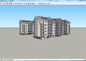 某联排住宅建筑设计SU(草图大师)模型