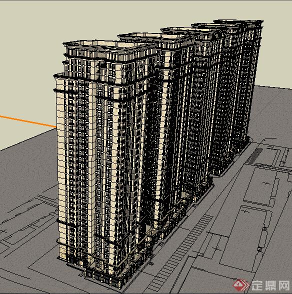 某现代风格高层商住建筑设计方案SU模型2(2)