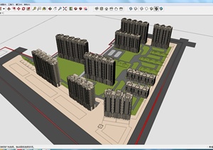某地区居住区建筑设计SU(草图大师)模型素材