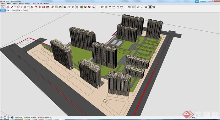 某地区居住区建筑设计SU模型素材