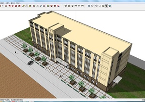 某办公楼建筑设计SU(草图大师)模型2