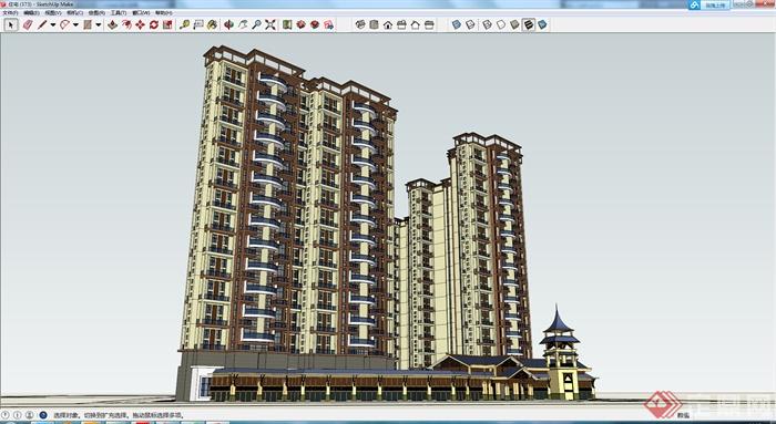 某欧式住宅楼建筑设计SU模型