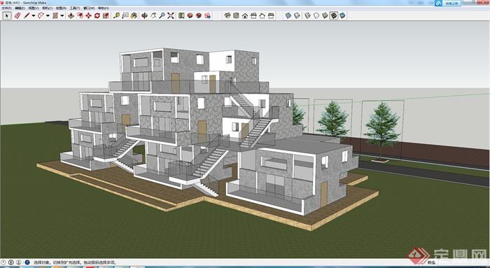 某住宅建筑构造设计SU模型