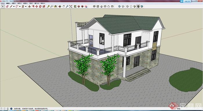 某新中式别墅建筑设计SU模型