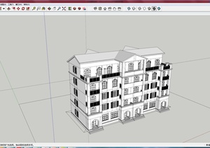 某简欧风格住宅建筑设计SU(草图大师)模型