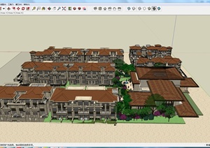 某住宅建筑群联排建筑景观设计SU(草图大师)模型