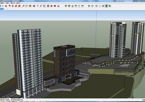 某现代居住建筑楼群设计模型SU(草图大师)参考