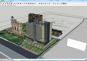 某城市综合建筑设计SU(草图大师)模型2