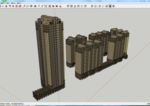 某现代居住建筑高层楼设计SU(草图大师)模型