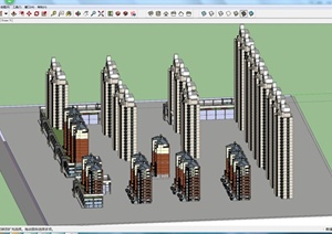 某现代居住建筑楼群模型设计SU(草图大师)参考